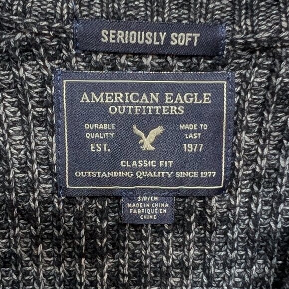 American Eagle Sweater Seriously Soft Gray Knit Size Small - Picture 4 of 10